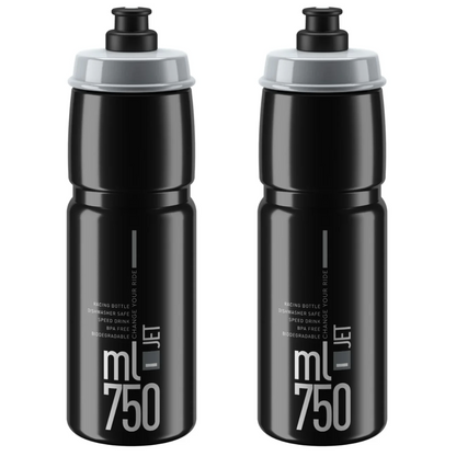 2 x Elite Jet Biodegradable Water Bottles - Black 750ml